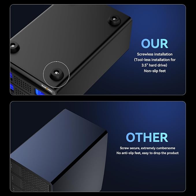 CENMATE Aluminum 2 Bay 10Gbps HDD Enclosure with Cooling Fan for 2.5“/3.5" SATA HDD/SSD with USB A/C 3.2 Gen 2, Support Hot Swappable, Tool-Free Hard Drive Enclosure