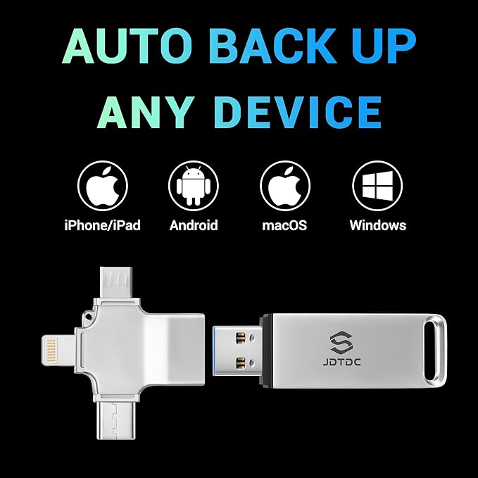 Photo-Stick-for-All-Devices Secure Auto Photo & Video Backup-USB-Stick for iPhone iPad Android Mac & PC – Multiport-Flash-Drive & Picture-Backup-Memory-Stick-Thumb-Drive (131072, MB)