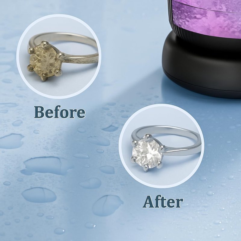 50kHz Ultrasonic Retainer Cleaner Machine for Travel & Home, Portable Denture Cleaner with Removable Base, 4 Modes Timer, Dental Cleaning Pod for Aligners, Braces, Mouth Guard, Jewelry, Toothbrush