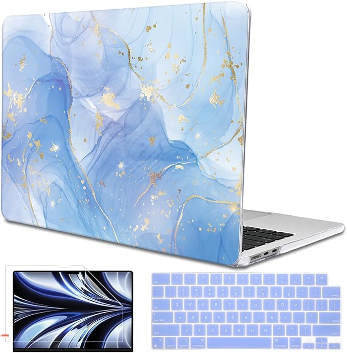 LCMOCICO for MacBook Air 13 inch Case M5 M4 M3 M2 Chip 2026 2025-2022 Release A3449 A3240 A3113 A2681, Scratch Resistant Hard Shell Protective Laptop Cover for Mabook Air 13.6 M5 2026, Blue Marble