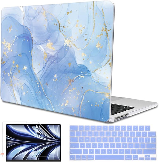 LCMOCICO for MacBook Air 13 inch Case M5 M4 M3 M2 Chip 2026 2025-2022 Release A3449 A3240 A3113 A2681, Scratch Resistant Hard Shell Protective Laptop Cover for Mabook Air 13.6 M5 2026, Blue Marble