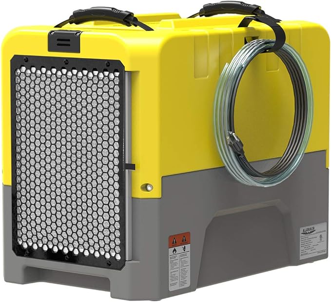 ALORAIR 180 PPD Commercial Dehumidifier with Pump Drain Hose, LGR Dehumidifiers for Basement Warehouse & Job Sites, Crawl Space Dehumidifier for Water Damage Restore, 6-Year-Limited Warranty, Yellow