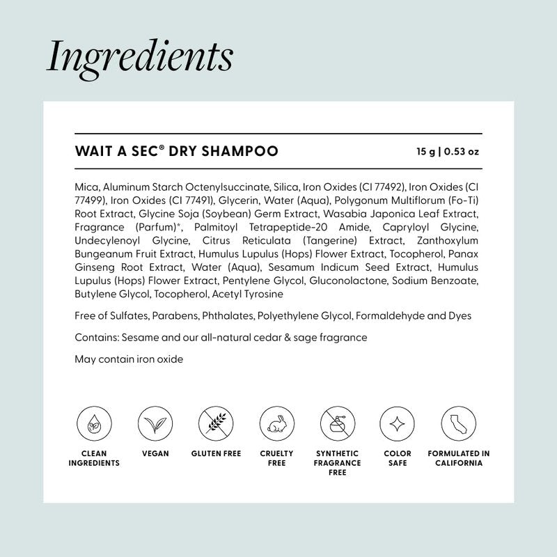 Arey Wait A Sec™ Dry Shampoo | Absorbs Oil & Adds Volume + Reduce the Signs of Aging Hair with Science-Backed Formula to Preserve Pigment | Non Aerosol Tinted Powder | Vegan, Cruelty-Free (0.53 oz)