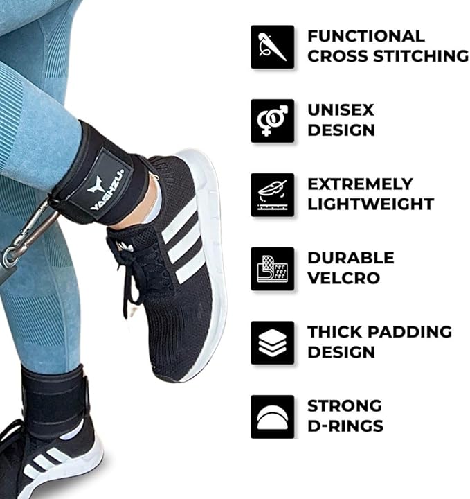 YAGHZU Ankle Straps for Cable Machines Women, Glute Kickback Cable Machine Attachments, Gym Ankle Cuffs, Wrist Cuffs for Workout, Leg Training Accessory, Fitness Gear for Home or Gym