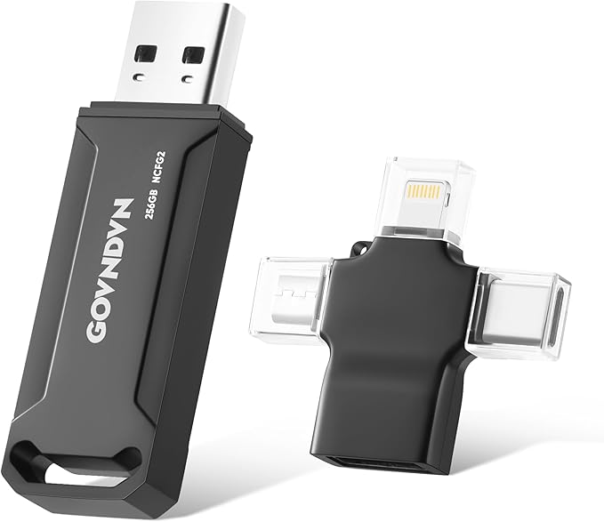 Auto Backup Photo Stick for iPhone, iPad, Android, PC, Tablets, 512GB Real Capacity iPhone USB Flash Drive & Backup Storage Memory Stick for Photos, Videos & Contacts, 4-in-1 Thumb Drive