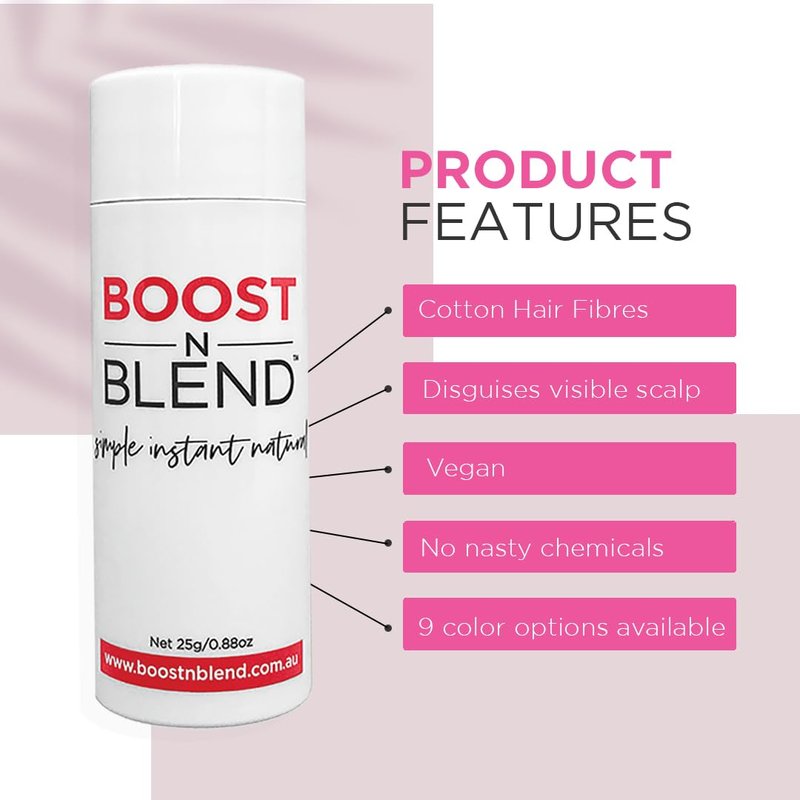 Hair Fibers for Thinning Hair - BOOST N BLEND Cotton Volumizer | Warm Cinnamon Brown (25g/0.88oz)