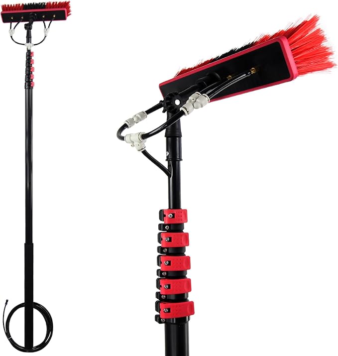 12ft-36ft Telescopic Window Cleaning Pole with Water Fed Brush - Extendable Cleaner for Conservatory Roofs High Reach Window Cleaning Equipment Professional Cleaning Tool