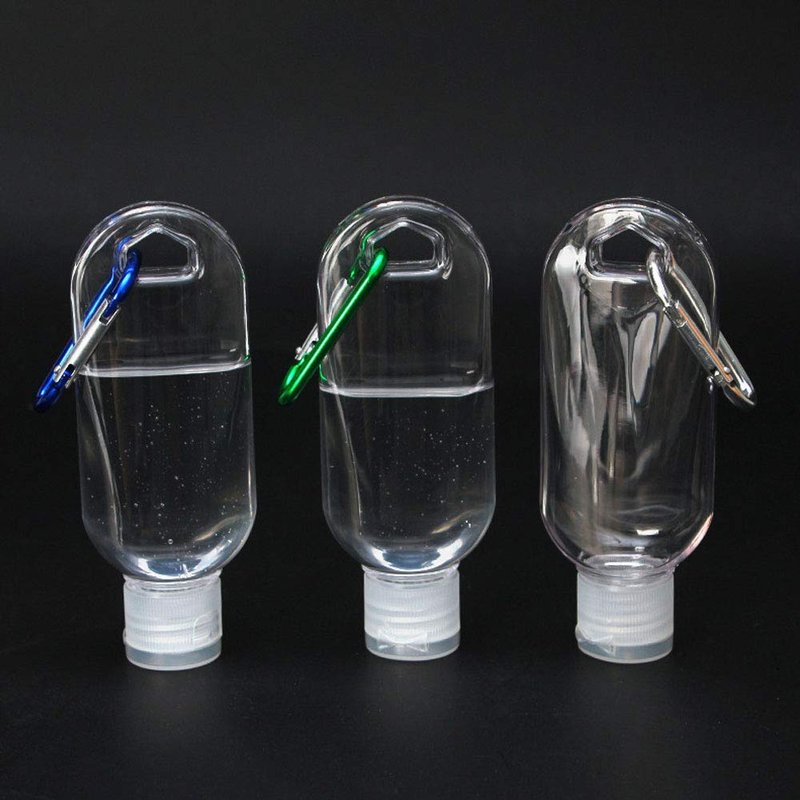 50 Pack Travel Plastic Clear Keychain Bottles,2 oz Leakproof Refillable Empty Bottles Portable Liquid Squeeze Container Flip Cap (50pc)