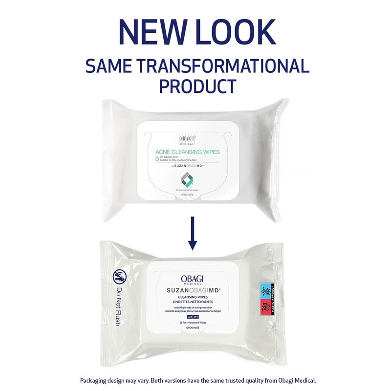 SUZANOBAGIMD On the Go Cleansing Wipes for Oily or Acne Prone Skin, 25 count