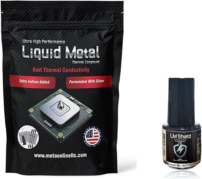 PolarTronix Liquid Metal Thermal Paste(5 Gram) - Multiple Applications + Liquid Metal Shield (5ml) Bundle - for PS5, PC, CPU, GPU, Laptop Eco Pack and 5 ML Shield