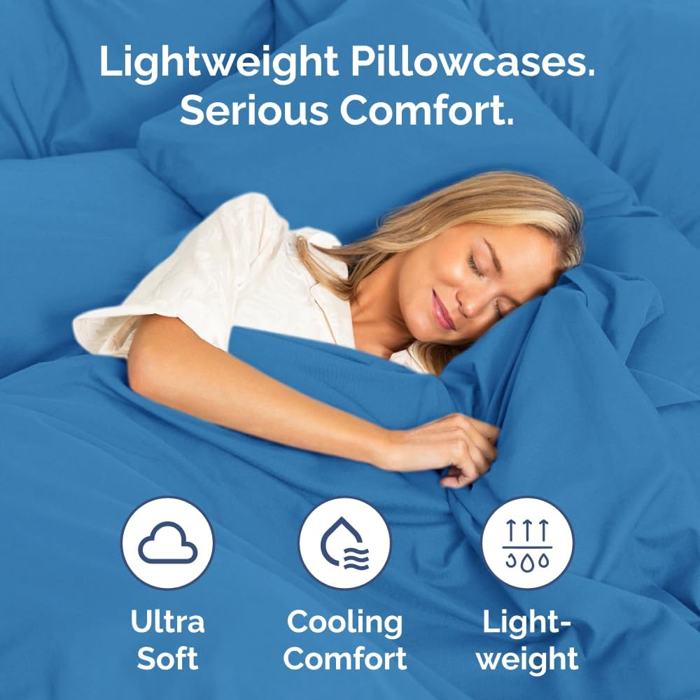 Regine Switzerland Queen Pillow Cases Set of 2 - Ultra Soft Hotel Quality - Wrinkle Free & Stain Resistant - Royal Blue