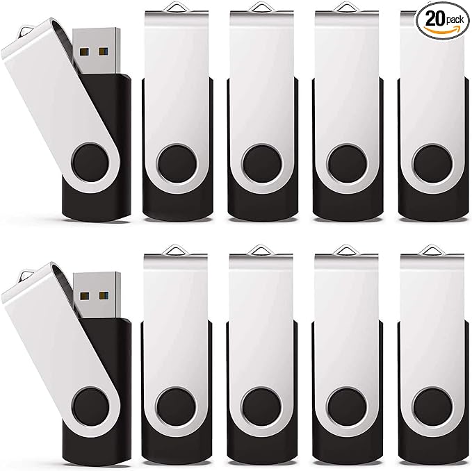 KEXIN 64GB Flash Drive 20 Pack Flash Drive Bulk USB Thumb Drive 64 GB USB Drive USB 2.0 Flash Drive with Led Indicator, Black