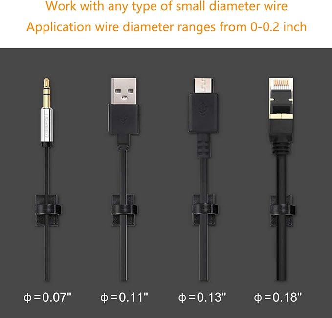 SAISN Adhesive Clips Strong Wire Holders 100 Pack Self-Adhesive Wire Clip Cable Cord Desk Management for Office Home and Car