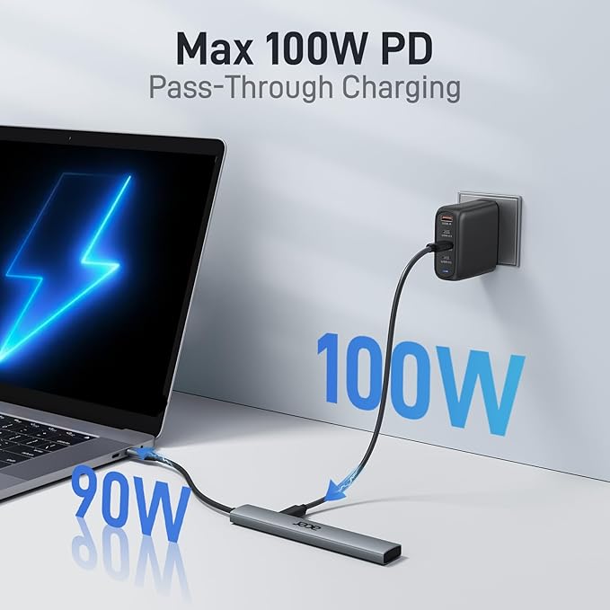 Acer 5 in 1 USB C Hub with 4K HDMI, 100W Power Delivery, 3 USB A Data Ports, USB C to HDMI Multiport Adapter for Laptop, PC, Tablet, MacBook Neo/Pro/Air, iPad Pro/Air, iMac, iPhone 17/16/15