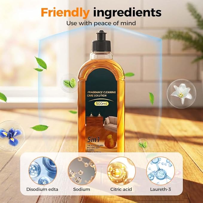 5-in-1 Hardwood Floor Cleaner & Shine Enhancer â All-in-One Stain, Odor & Grease Remover for Wood, Tile, Laminate Floors â Waxing & Shine Restoration for Home, Kitchen, Bathroom (500ML-1PCS)