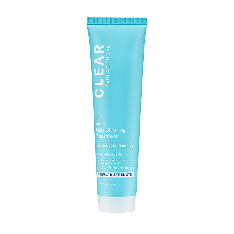 Paula's Choice CLEAR Daily Skin Clearing Cream, All Over Face Acne Treatment with Benzoyl Peroxide, Treats and Prevents Mild to Severe Acne & Breakouts, Fragrance-Free, 2.25 fl oz