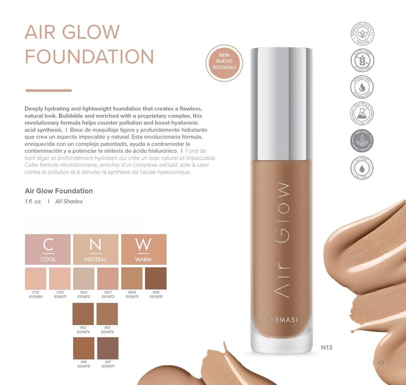 Air Glow Foundation - Lightweight Liquid with Hyaluronic Acid for Dewy Radiance | Buildable Coverage, 1 fl oz, C05