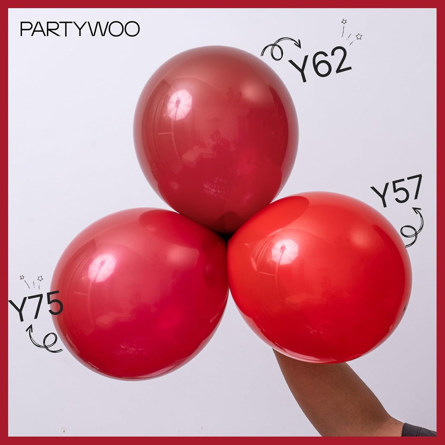 PartyWoo Red Balloon Arch Kit - 140 Pcs in Various Sizes for Birthday, Graduation, and Celebrations