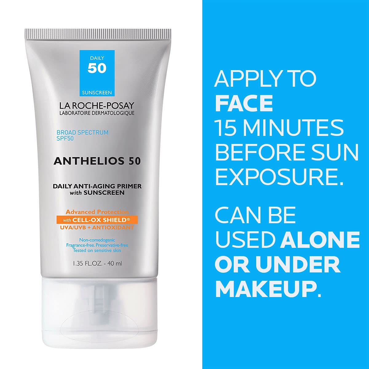 La Roche-Posay Anthelios Anti-Aging Primer with Sunscreen, 50 SPF, Blurs Fine Lines and Wrinkles with Daily Sun Protection