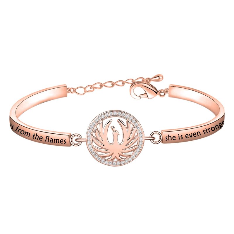 CYTING Phoenix Inspirational Quote Bracelet - Motivational Bird Jewelry Gift - When the Phoenix Rises From the Flames She Is Even Stronger Than Before