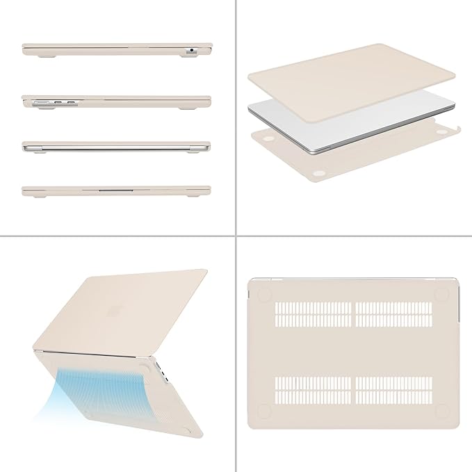 MOSISO Compatible with MacBook Air 13 inch Case M5 2026 M4 2025 M3 M2 2024-2022 A3449 A3240 A3113 A2681, Hard Shell&Keyboard Cover&Screen Film&Type C for MacBook Air 13.6 inch Case, Beige