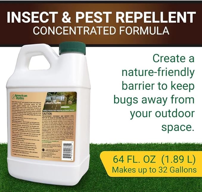 NatureShield Insect and Pest Repellent, Outdoor Bug Repellent for Patio and Lawn, Use with Irrigation Feeder System, Pump or Hose End Sprayer, 64 Fl Oz, 4 Pack