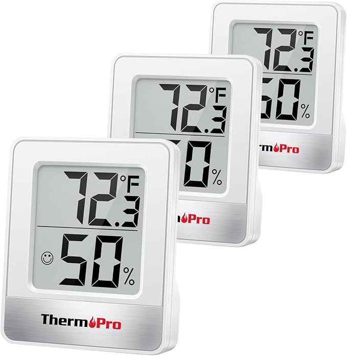 TempPro TP49 3 Pieces Digital Hygrometer Indoor Thermometer Humidity Meter Mini Hygrometer with Temperature and Humidity Monitor Outdoor and Room Thermometer Weather Station (Previously ThermoPro)
