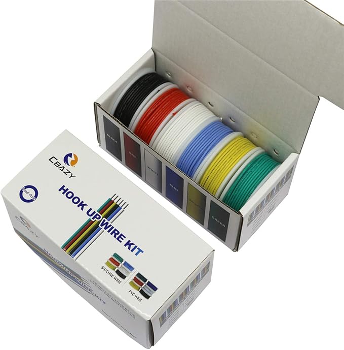 CBAZY 22 Gauge Flexible Silicone Wire Hook up (Stranded Wire Kit) Electric Wire 6 Colors 19.6 feet Each 22 AWG