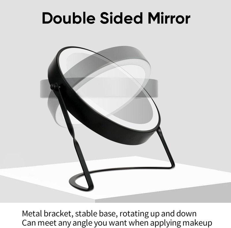 DOWRY 8.5'' Lighted Makeup Vanity Mirror - Rechargeable 1x/10x Magnification, Adjustable 3-Color Brightness, 360° Rotation