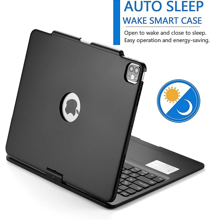 360° Rotatable Keyboard Case for iPad Air 13-inch (M4/M3/M2, 2026/2025/2024)/Pro 12.9 (6th/5th/4th/3rd Gen) with TouchPad, Flip Smart Case with Backlits Trackpad Keyboard, Black