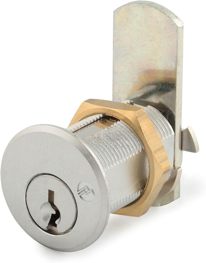 Olympus 1" Reversible Cam Lock - Grade 1 Cylinder, 101 Key, Rekeyable, Chrome Finish Cabinet Lock, Keyed Alike, For Doors & Drawers