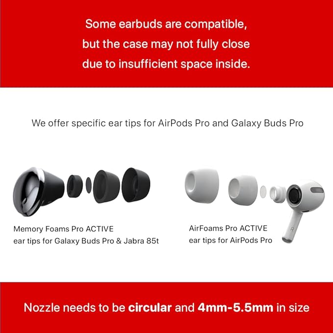 AirFoams Pro Universal Memory Foam Ear Tips w/Silicone Shield Patented for Sony WF-1000XM4, Beat Fit Pro, Beats Studio Buds, Buds 2 Pro, Jabra, Beats Flex. Replacement. Kickstarter. (SML)