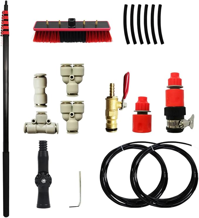 12ft Window Cleaning Equipment - Extendable Cleaner for Conservatory Roof & Photovoltaic Panel Cleaning - 50cm Brush Head for Effective Cleaning and Reach