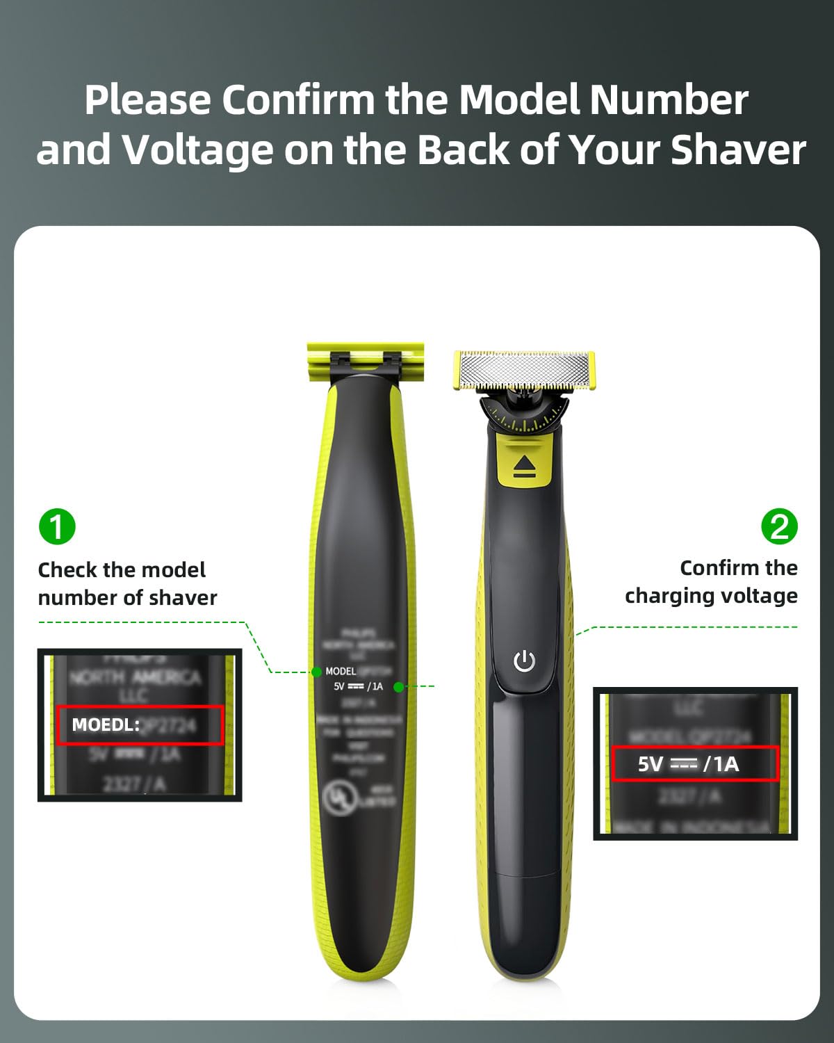 Superer 5V USB Charger Cord Fit for Philips Norelco One Blade 360 Newer Model QP2724 QP2834 QP1924 QP4631 QP6542 QP4530, MG7910 MG5910 MG9510 MG9525, X3001 S3341 X3052, for Phillips Power Shaver Cable