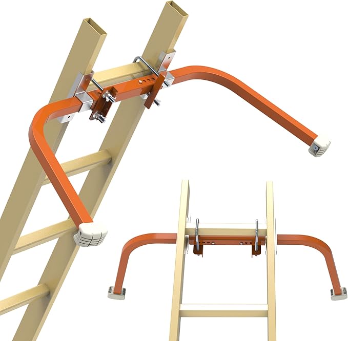 Ladder Stabilizer,Wing Span/Wall Extension Ladder Standoff Arms,Extension Ladder Accessory For Roof Gutter Guard,Heavy Duty Extension Ladder Stabilizer For Roof Ladders Gutter (Orange)