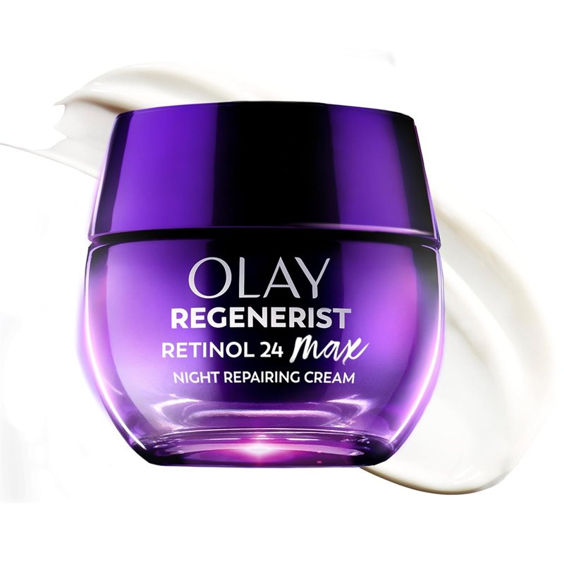 Olay Retinol Night Cream for Women, MAX, Anti-Aging Face Mousturizer, Fragrance-Free, Non Greasy - Anti-Wrinkle, Smooth Fine Lines, Hydrating Skin Care - Triple Collagen Cream, Niacinamide, 1.7oz