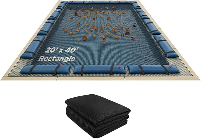 Buffalo Blizzard 20 ft x 40 ft Rectangle Pool Leaf Net | Mesh Pool Net Cover | Leaf Net for Above Ground Pool | Remove Leaves & Debris From Your Winter Cover | 4 Ft of Overlap | Winch & Cable Included