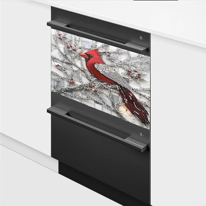 Diamond Branch Cardinal Dishwasher Magnet Cover 23x17 Inch Magnetic Dishwasher Cover Kitchen Decor Refrigerator Magnets Sticker Appliance Protector