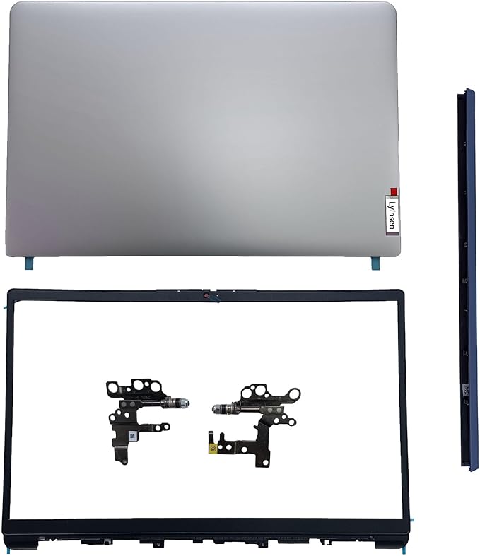 Lyinsen Replacement Laptop LCD Cover Back Rear Top Lid Bezel Hinges with Hinge Cover for Lenovo IdeaPad 1 15ADA7 1 15AMN7 5CB1F36621 5B30S19034 5H50S29036 5CB1F36618 Silver