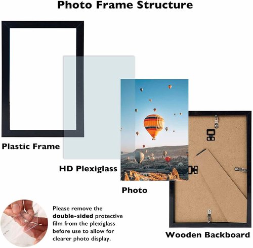 JCJMY 8x11 Picture Frame - Black Wall Hanging & Tabletop Display | Versatile Mounting Options