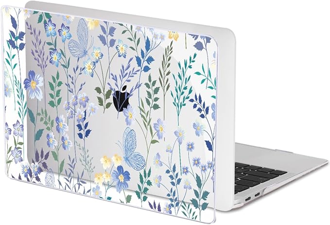 LCMOCICO Compatible with 2021 2020 MacBook Air 13 inch Case M1 A2337 A2179 A1932 2018 2019 Release, Pattern Plastic Hard Shell Case & Keyboard Cover for Mac Air 13 Touch ID, Meadow Wildflower