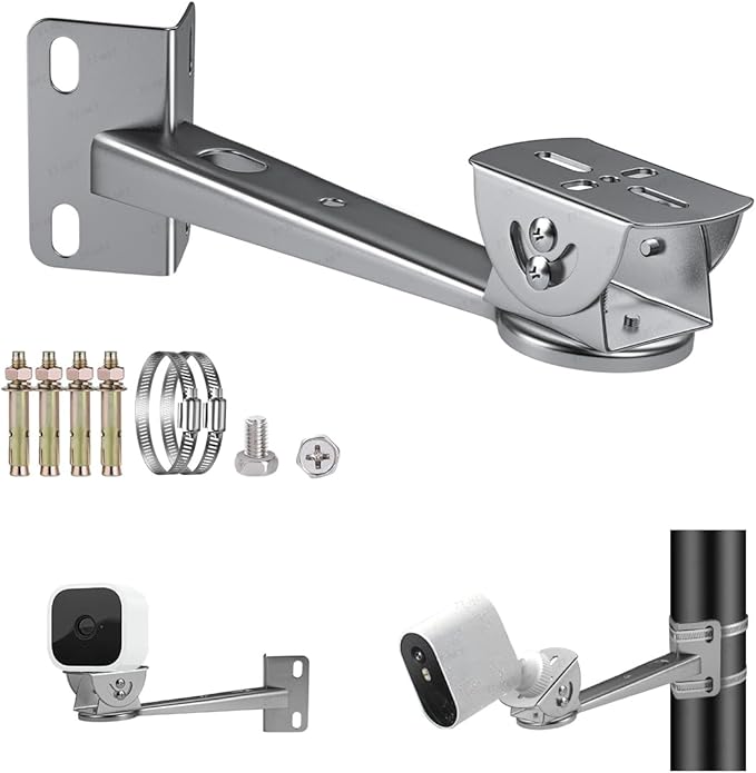 ZT-NET ZT-NET Security Camera Corner Pole Mounting Bracket Stainless Steel Mount with Extension Arm for Surveillance Systems Compatible with CCTV IP Cameras Indoor and Outdoor (Not Included Camera