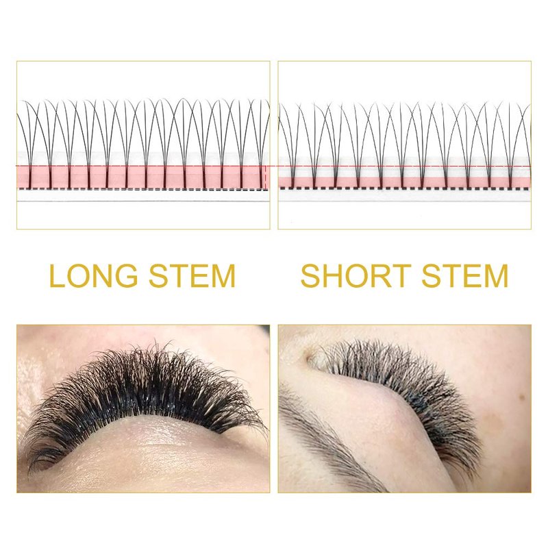 Premade Fans Eyelash Extensions 4D-C-0.10-16 Long Stem Premade Volume Eyelash Extensions .07 .10 Premade Volume Fans C D Curl(4D-C-0.10,16 mm)