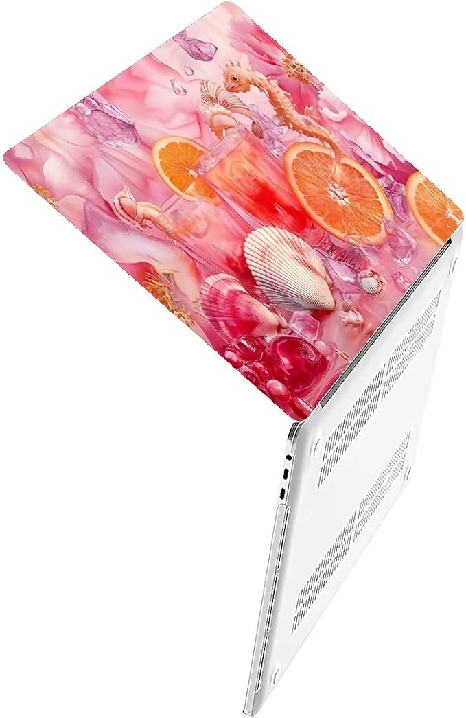 COTAIL Compatible with MacBook Air 13.3 13.6 Inch Case 2022 2021 2020 2019 Plastic Hard Shell Case Cover,13.6 Air (A2681) M2 2022, Pink Floral with Sea Shells