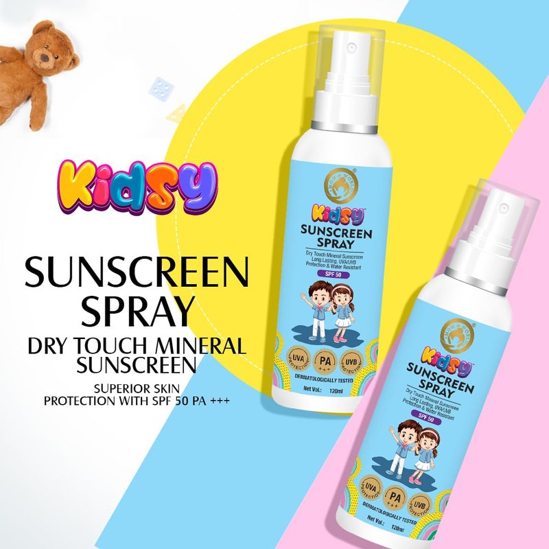 Mom & World Mineral Based Kids Sunscreen Spray SPF 50, Water Resistant, UVA/UVB PA+++, 120ml - Safe for Baby and Kids