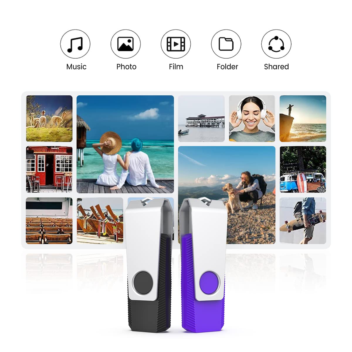 Aiibe 128GB Flash Drive 3.0 5 Pack 128GB USB 3.0 Flash Drive Thumb Drives 128 GB Memory Stick Jump Drives USB Drive Multi Pack (128G, 5 Mixed Colors: Black Red Cyan Green Purple)