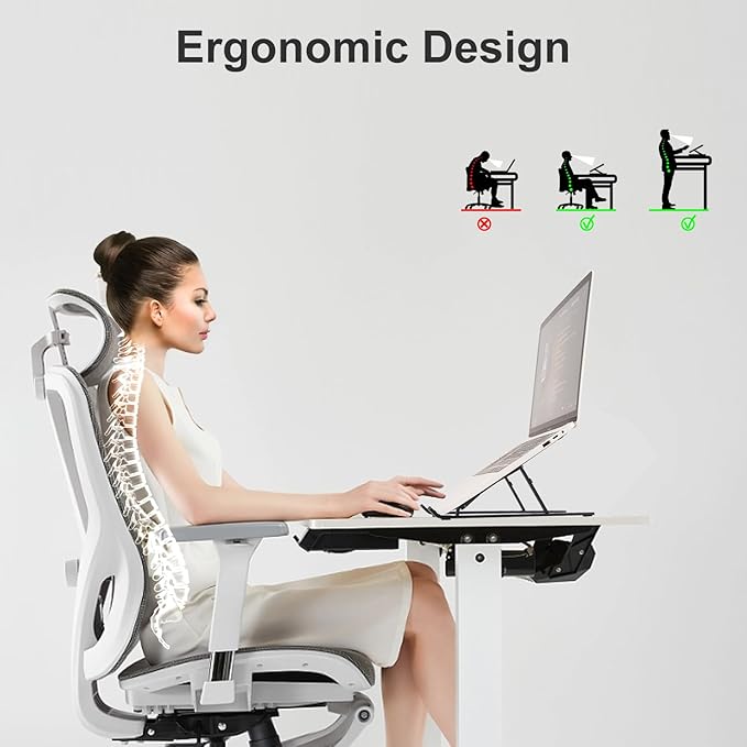 weourwe Ergonomic and Foldable Laptop Stand for Desk, Adjustable Riser, Fits All Laptops and Notebooks up to 17,Ultra-Thin,Ventilated Cooling,ABS+Silicone,Black.