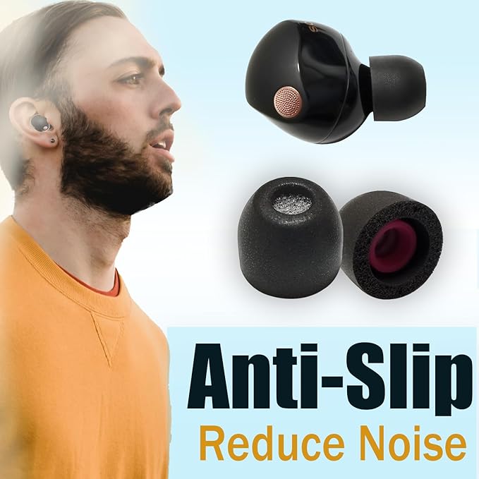Memory Foam Ear Tips for Sony WF-1000XM5/XM4 – Extra Small Replacement Tips, Noise Isolating, Comfort Fit, Black