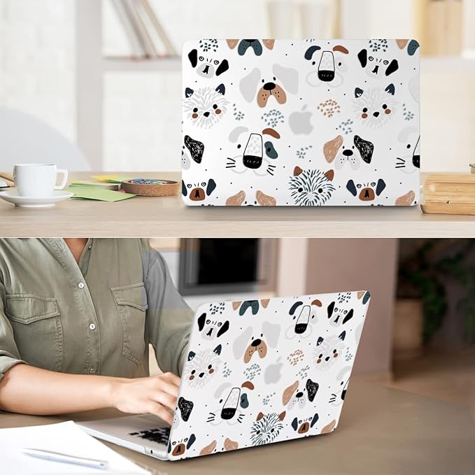 HOHAIYOO Compatible with MacBook Air 13 inch Case 2026 2025-2022 M5 A3449 M4 A3240 M3 A3113 M2 A2681, Plastic Hard Shell&Keyboard Cover&Screen Film&Webcam Cover for MacBook Air 13.6" Case, Funny Dog