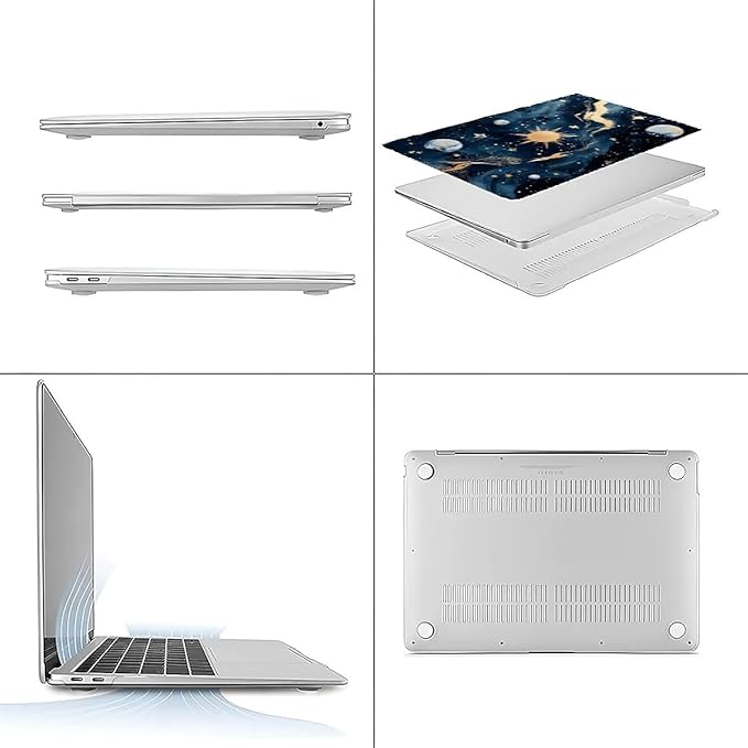 COTAIL Compatible with MacBook Air 13.3 13.6 Inch Case 2022 2021 2020 2019 Plastic Hard Shell Case Cover,13.6 Air (A2681) M2 2022, Moon and Sun